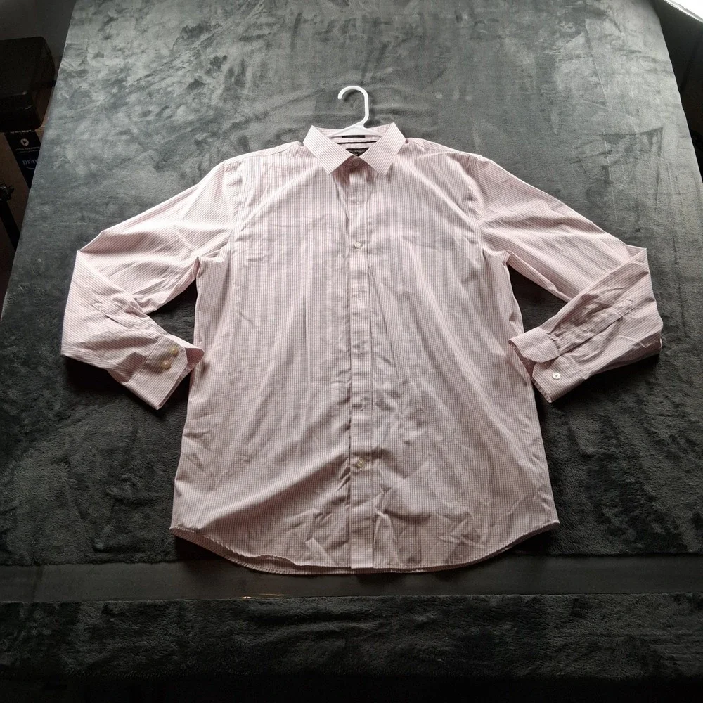 Banana Republic Button Down Shirt  Large Pink Micro Check Non-Iron Standard Fit